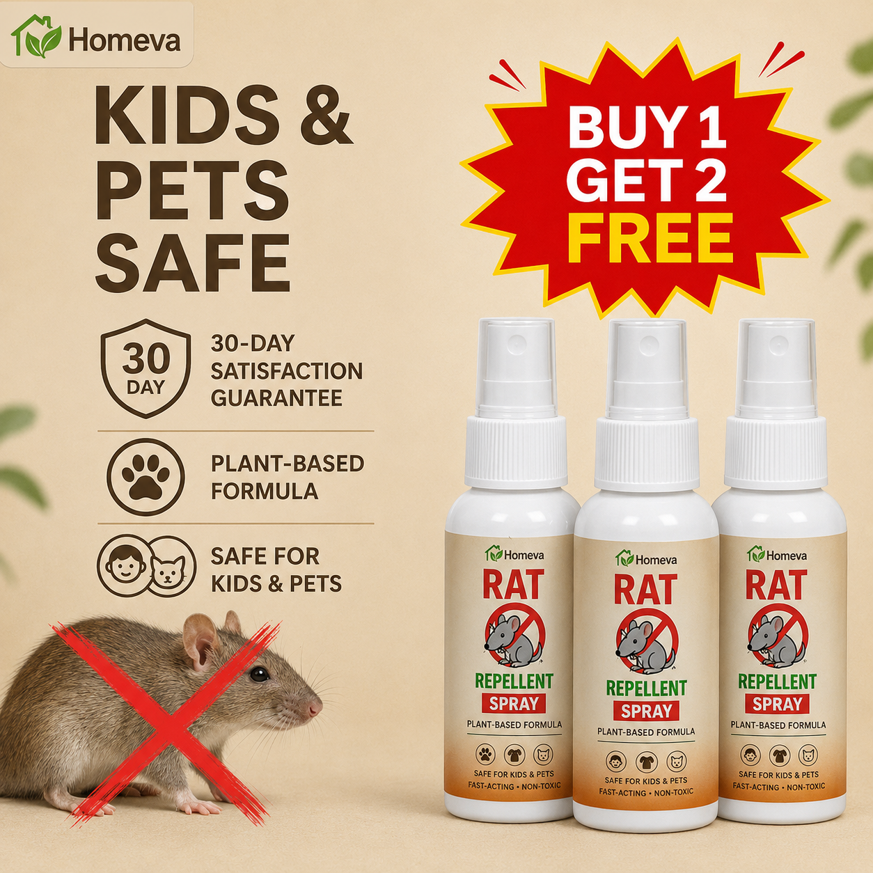 Rat Repellent Spray 50ML Buy 1 Get 2 Free