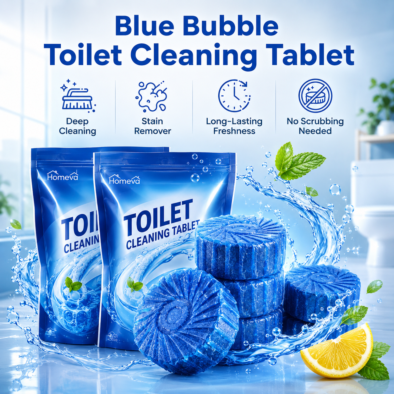 🚽 Toilet Cleaning Tablet (10 pcs) | Automatic Cleaner & Deodorizer 🔥 Limited Offer – Buy Now!